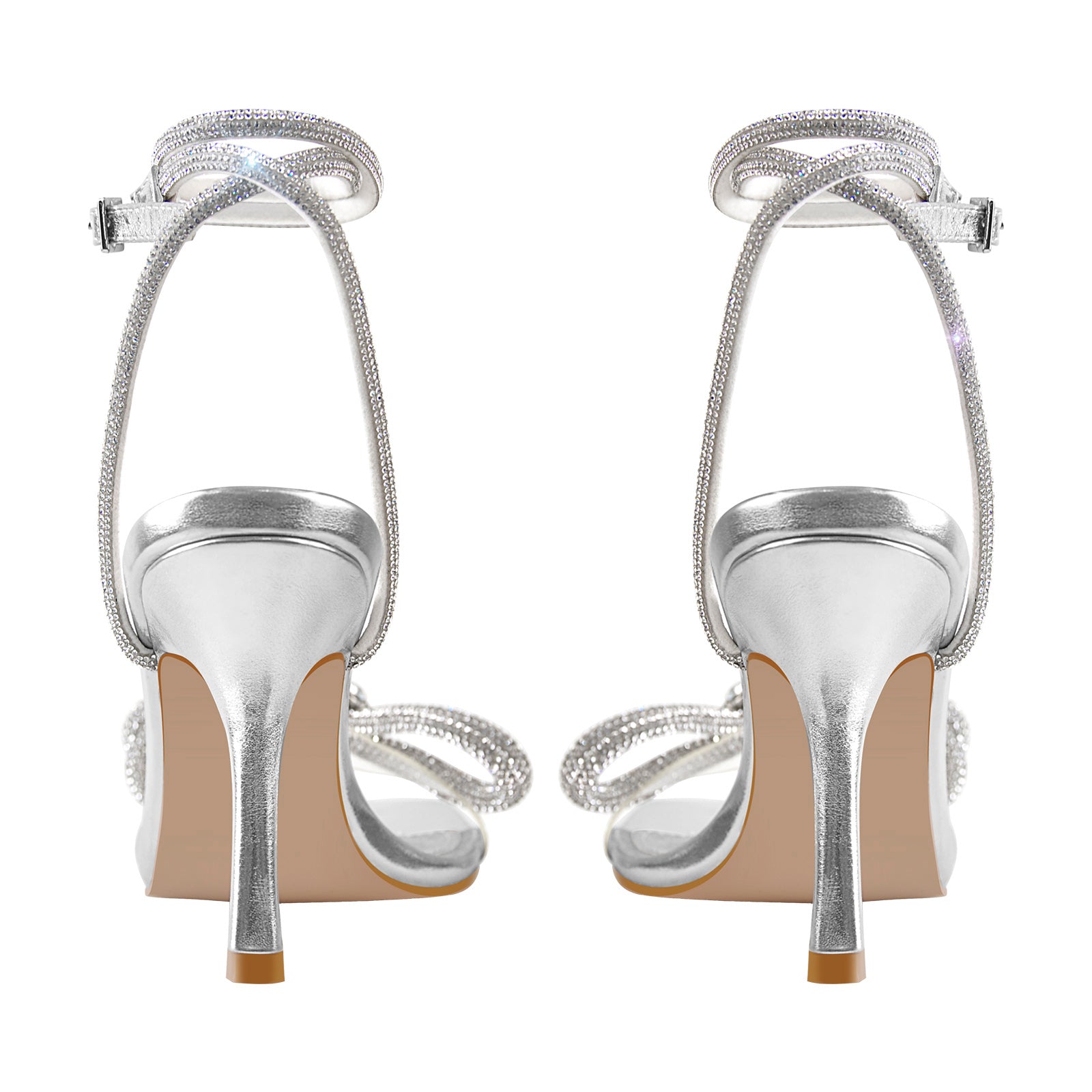 Diamante Bow Rhinestone Ankle Strap Sandals – Missheel